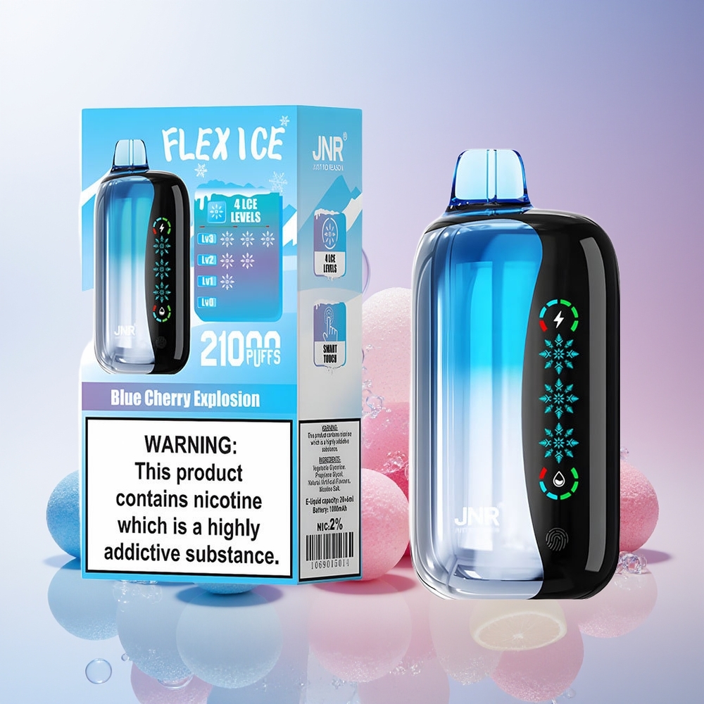 Finland tukku JNR Flex Ice 21000 Puffs 26ml Nestemäistä 1.2 Ohm Dual Mesh Blue Cherry Explosion