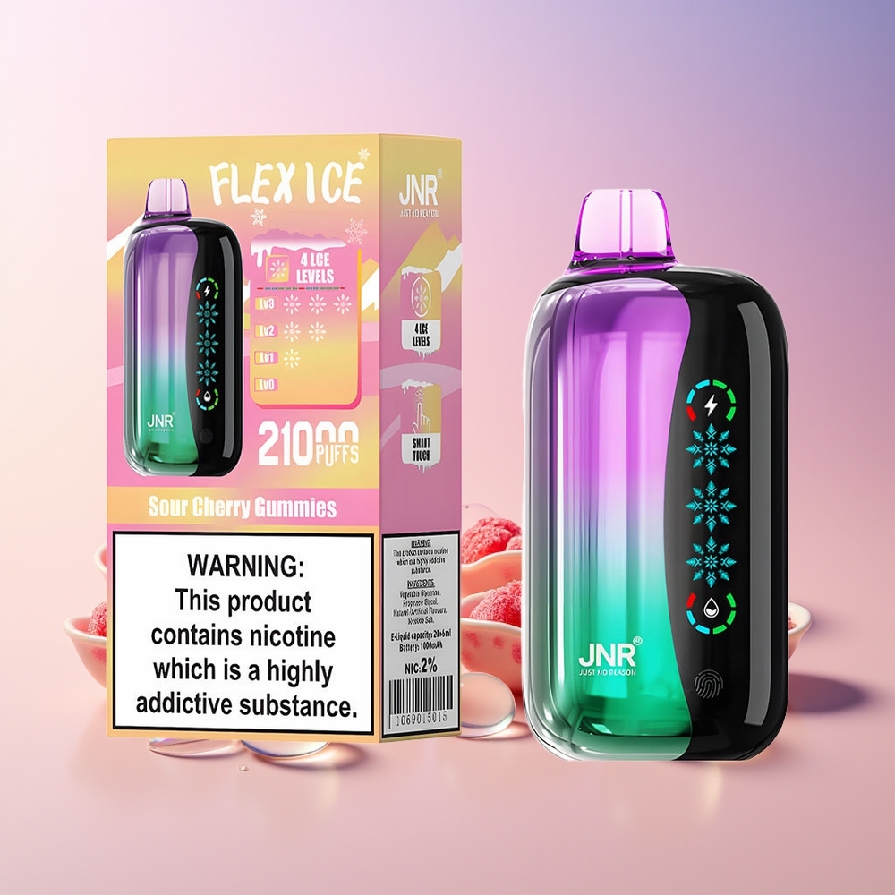 Finland tukku JNR Flex Ice 21000 Puffs 26ml Nestemäistä 1.2 Ohm Dual Mesh Hapankirsikkakarkit