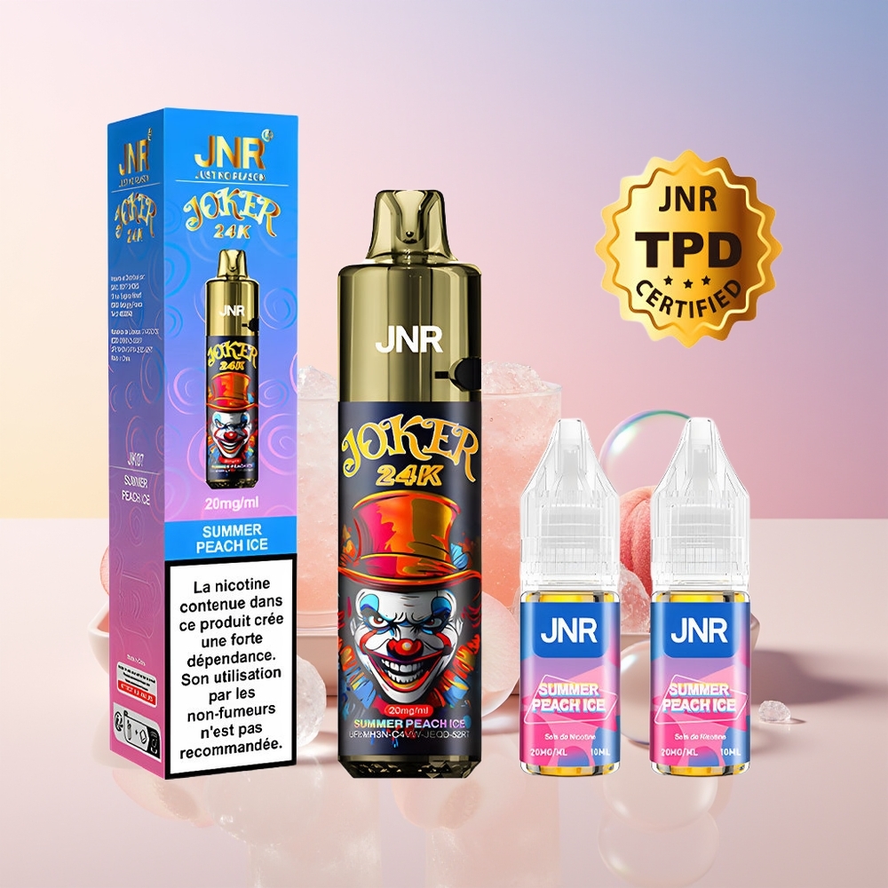 Finland tukku JNR Joker 24000 Puffs 2+10ml Täytettävä Pod 800mAh Akku Kesäpersikkajäätelö