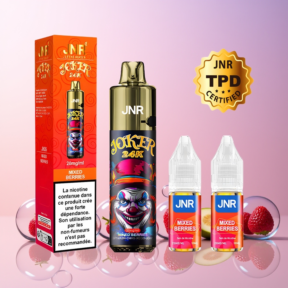 Finland tukku JNR Joker 24000 Puffs 2+10ml Täytettävä Pod 800mAh Akku Sekalaiset marjat