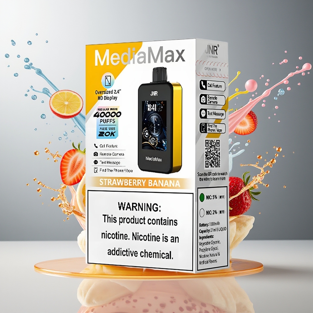Finland tukku JNR MediaMax 40000 Puffs - 21ml Nestemäinen Tankki, 1000mAh Akku, Kaksoisverkkokäämi