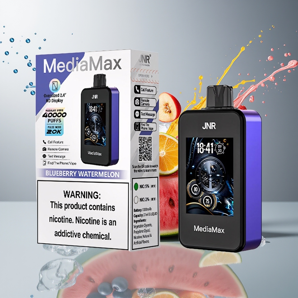 Finland tukku JNR MediaMax 40000 Puffs - 21ml nestemäärä - 1000mAh akku - Type-C Quick Charge