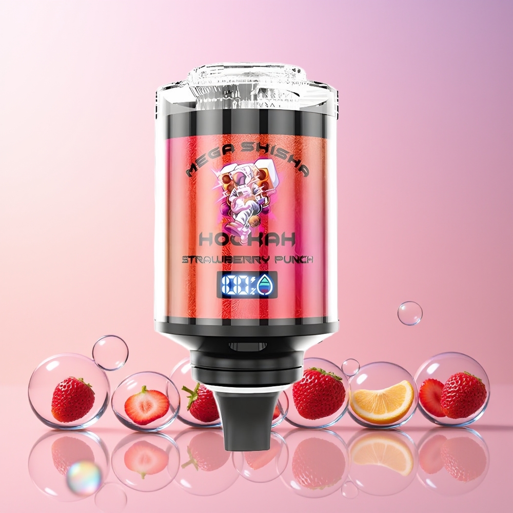 Finland tukku JNR Mega Shisha 60ml nestemäisen nesteen kapasiteetti 2200mAh ladattava akku Mansikkapunssi
