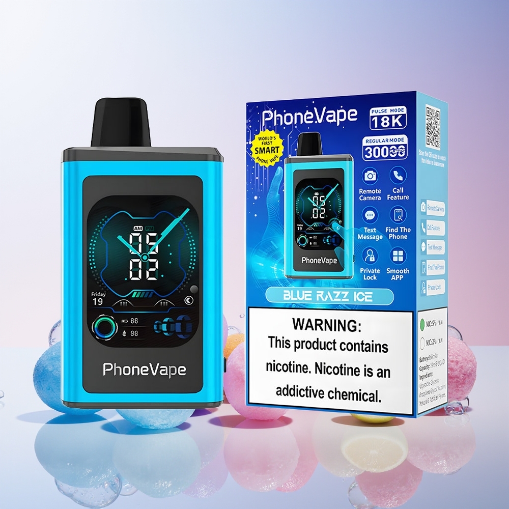 Finland tukku JNR PhoneVape 30000 puffs Disposable Vape 850mAh Type-C Ladattava Akku Sovellusohjattu Blue Razz -jäätelö