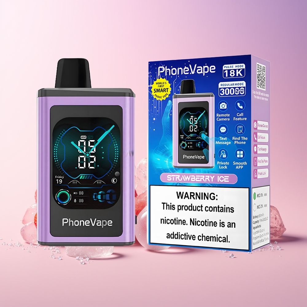 Finland tukku JNR PhoneVape 30000 puffs Disposable Vape 850mAh Type-C Ladattava Akku Sovellusohjattu Mansikkajäätelö