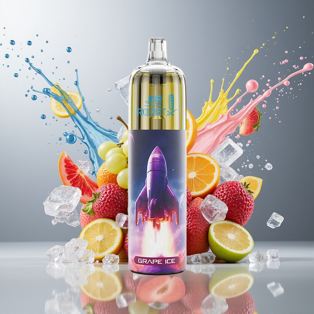 Finland tukku JNR Rocket-X 12400 Puffs Kertakäyttöinen Vape - Säädettävä ilmanvirtaus, 850mAh akku, 25ml nestemäistä Viinirypälejäätelö