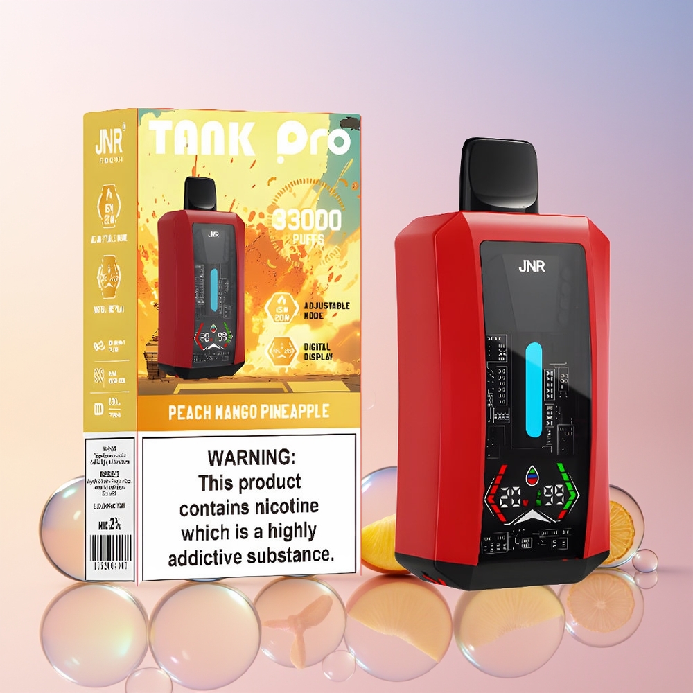 Finland tukku JNR Tank Pro 33000 Tupakkaa 28ml e-Neste Digitaalinäyttö Persikka-mango-ananas