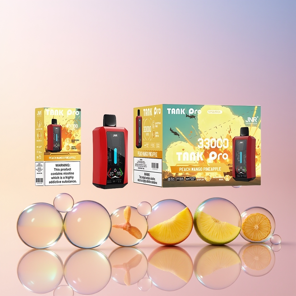 Finland tukku JNR Tank Pro 33000 Tupakkaa 28ml e-Neste Digitaalinäyttö Persikka-mango-ananas
