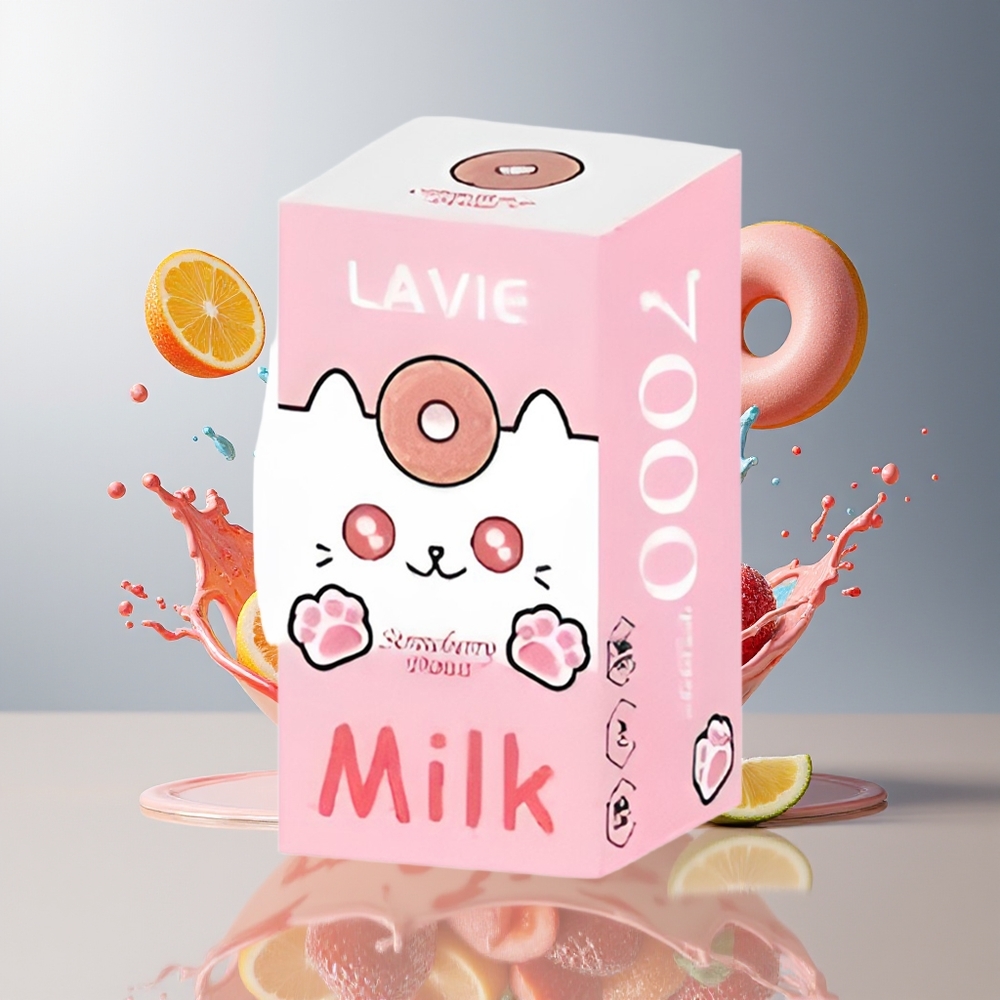 Finland tukku LAVIE Milk 7000 Puffs 16ML nestemäärä 600mAh akku Mansikkadonitsi