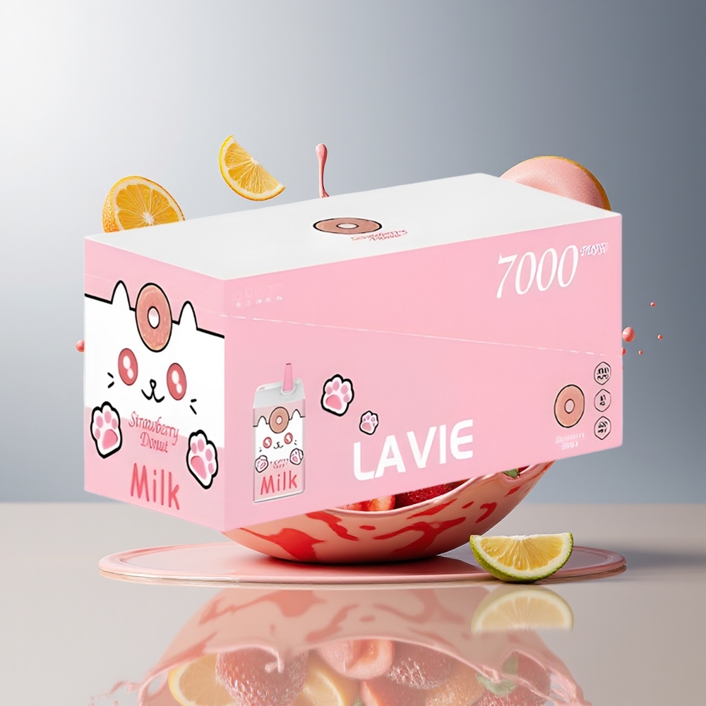 Finland tukku LAVIE Milk 7000 Puffs 16ML nestemäärä 600mAh akku Mansikkadonitsi