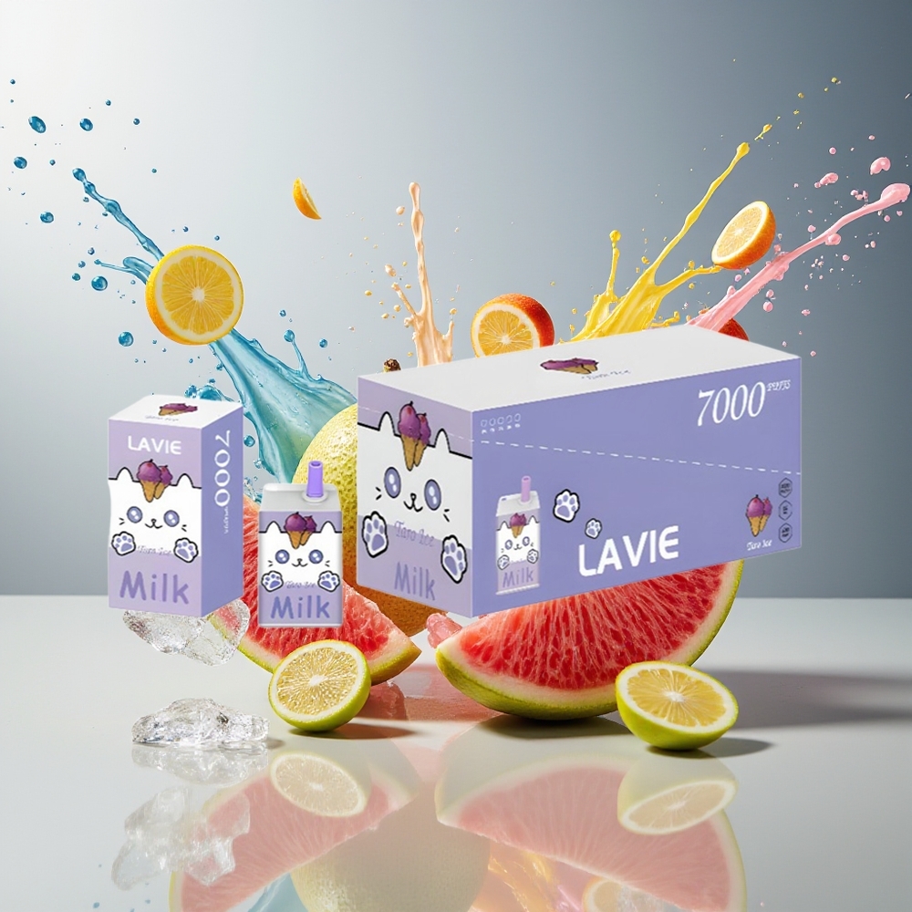 Finland tukku LAVIE Milk 7000 Puffs 16ML nestemäärä 600mAh akun kapasiteetti Tarojäätelö