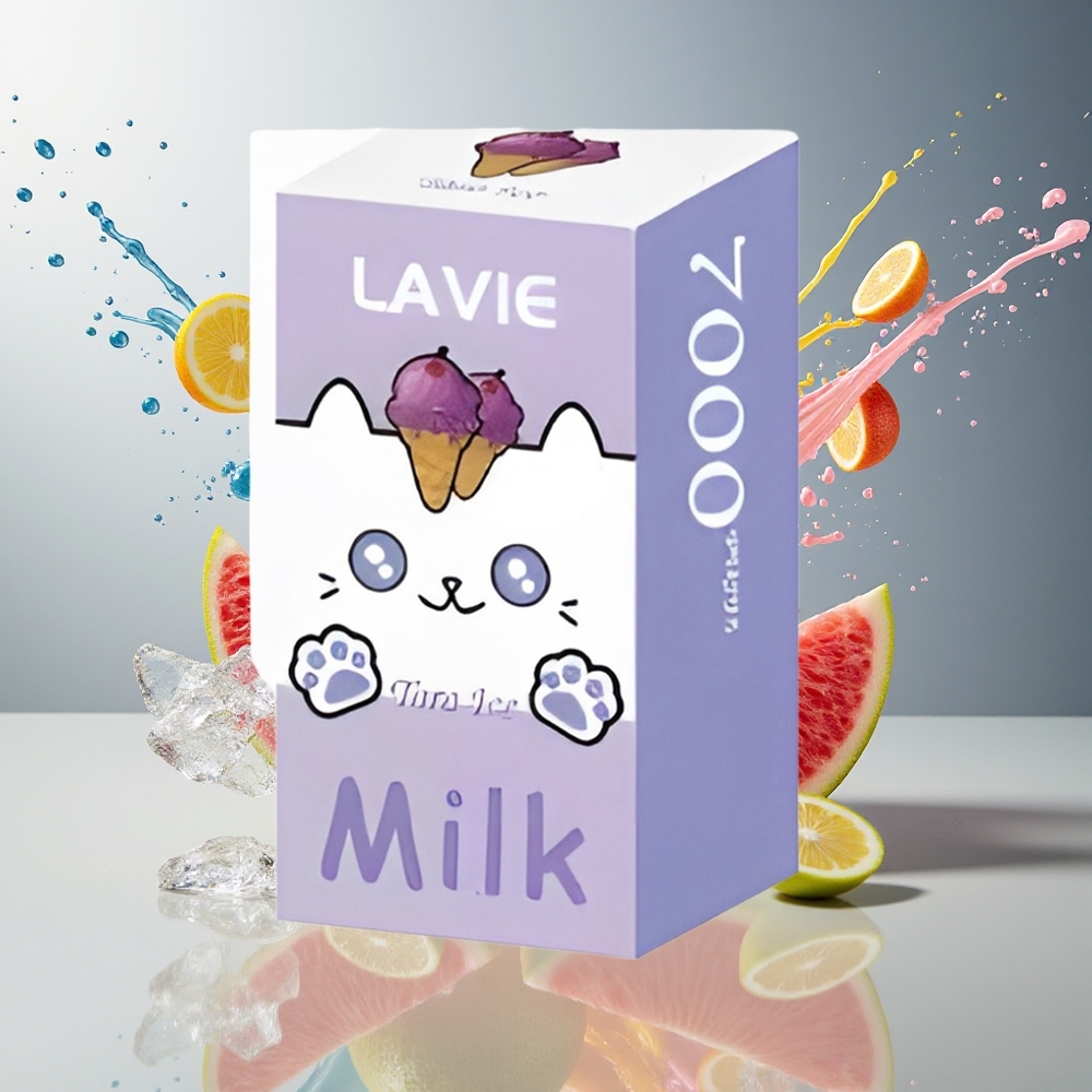 Finland tukku LAVIE Milk 7000 Puffs 16ML nestemäärä 600mAh akun kapasiteetti Tarojäätelö
