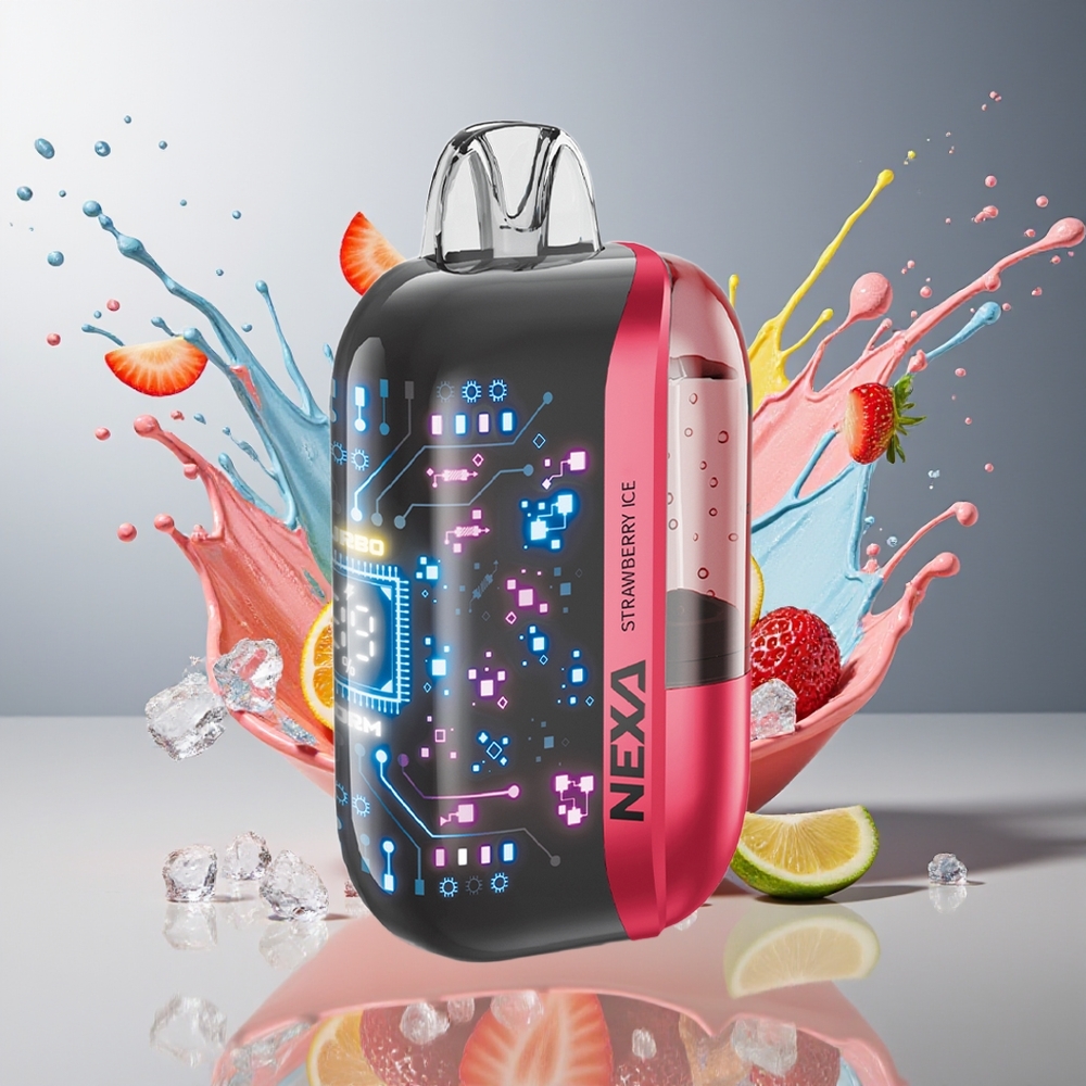 Finland tukku NEXA Ultra 50K Kertakäyttöinen Vape 20ml Esitäytetty 50000 Puffia Mansikka Jää