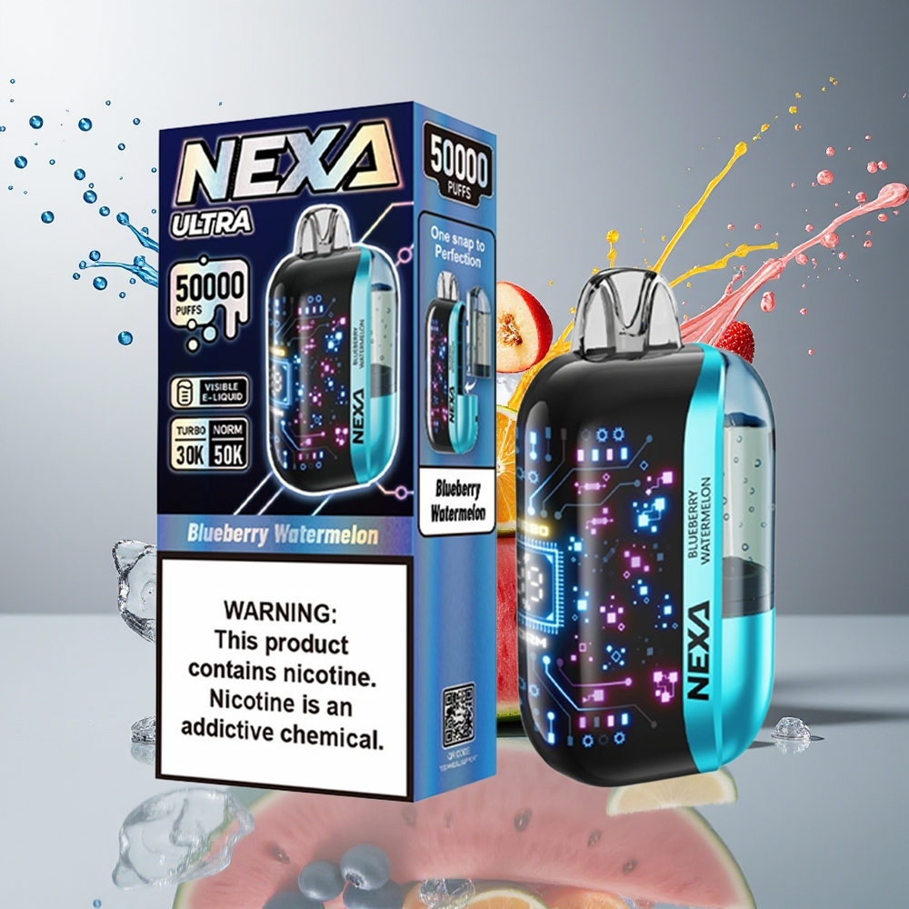 Finland tukku NEXA Ultra 50K Kertakäyttöinen Vape 20ml Esitäytetty 50000 Puffia Mustikka Vesimeloni
