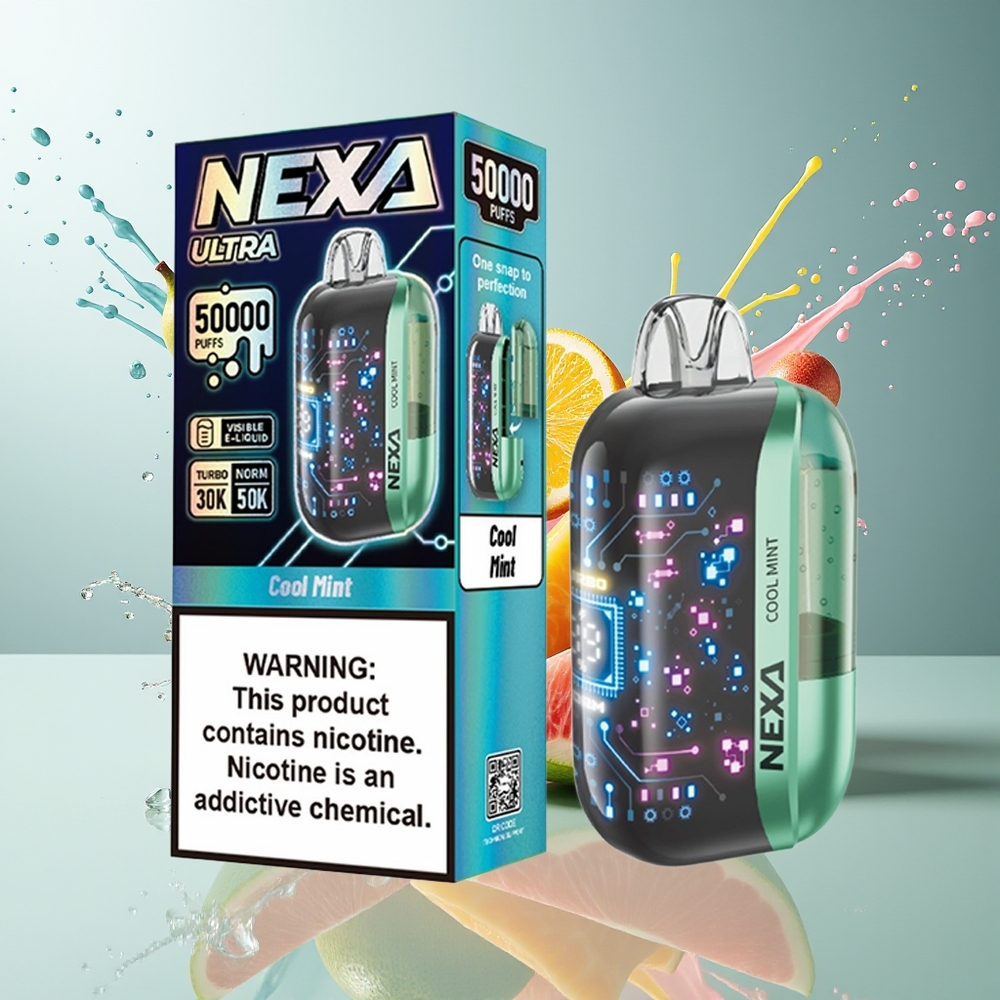 Finland tukku NEXA Ultra 50K Kertakäyttöinen Vape 20ml Esitäytetty Kapasiteetti 50000 Puffia Viileä minttu