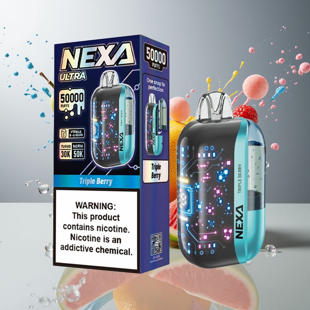 Finland tukku NEXA Ultra 50K Kertakäyttöinen Vape - 50000 tupakkaa, 20ml esitäytetty, 0.9ohm Dual Mesh Käämit