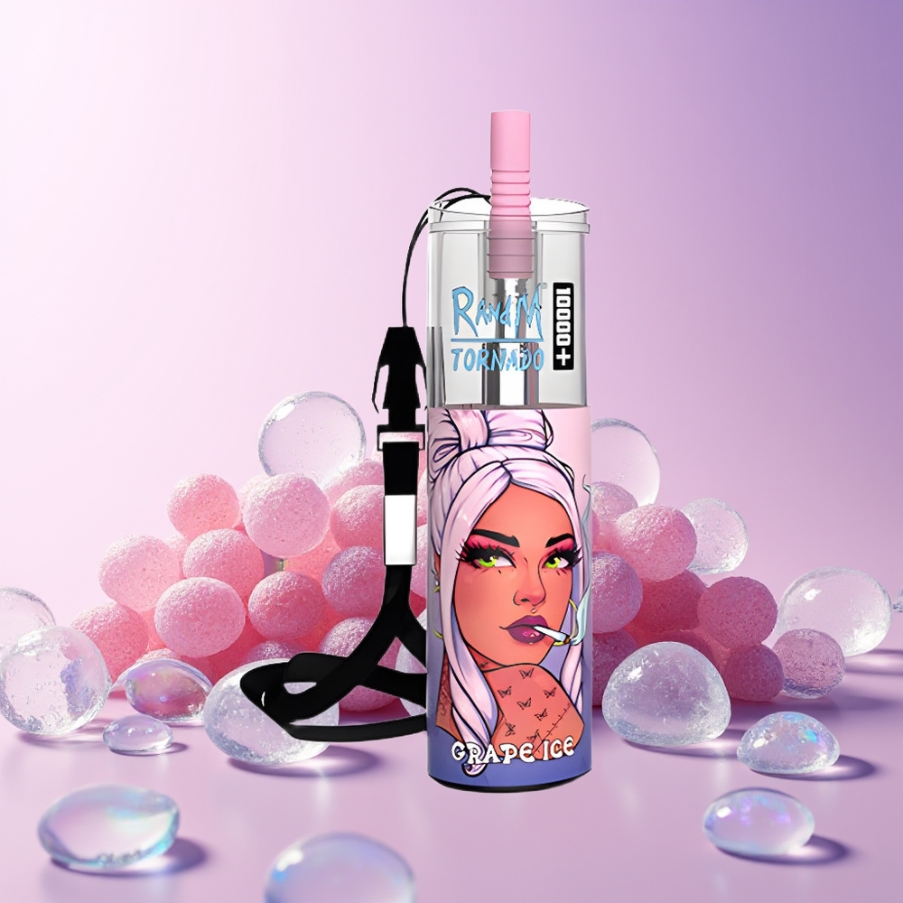 Finland tukku Fumot Original RandM Tornado 10000 Plus Disposable Vape – 10000 Puffia, 20 ml Säiliö, RGB-valot Viinirypälejäätelö