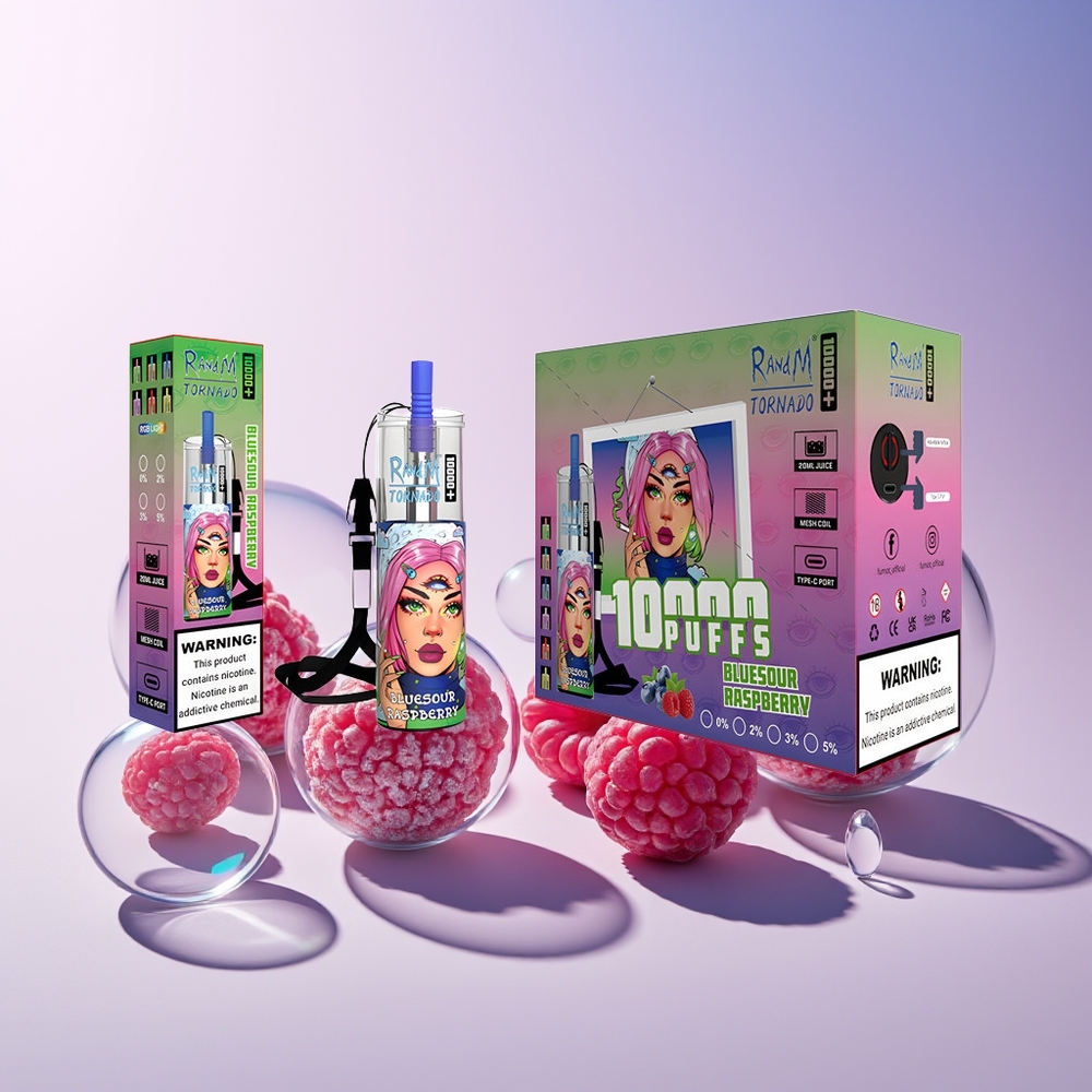 Finland tukku Fumot Original RandM Tornado 10000 Plus Disposable Vape - 10000 Puffs (10000 Savua), 20 ml Tank (20 ml Säiliö), RGB Lights (RGB Valot)