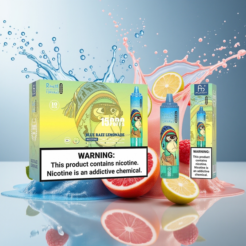 Finland tukku Fumot RandM Tornado 15000 Puffs 25ml nestekapasiteetti 850mAh akku Blue Razz -limonadi