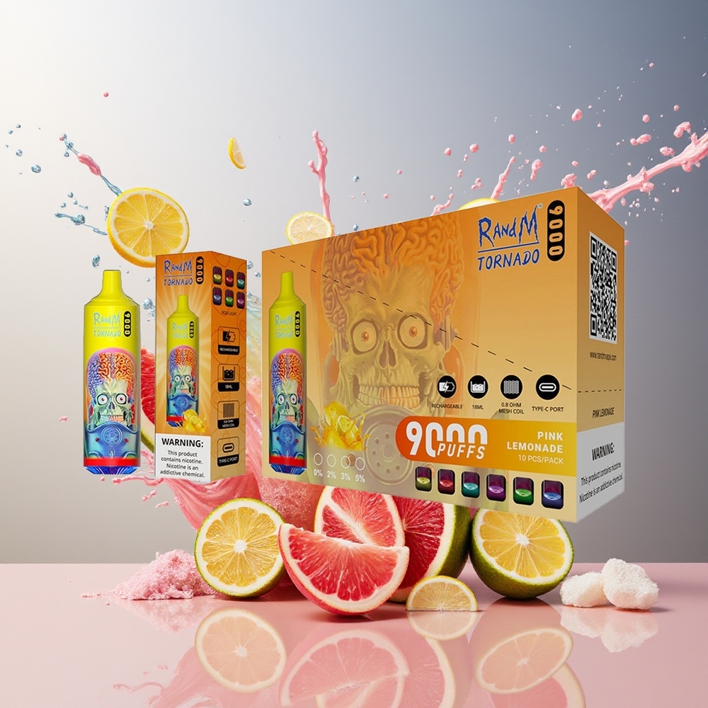 RandM Tornado Finland tukku 9000 Puffs 18 mL Nestekide 54 Makuvaihtoehtoa Vaaleanpunainen limonadi