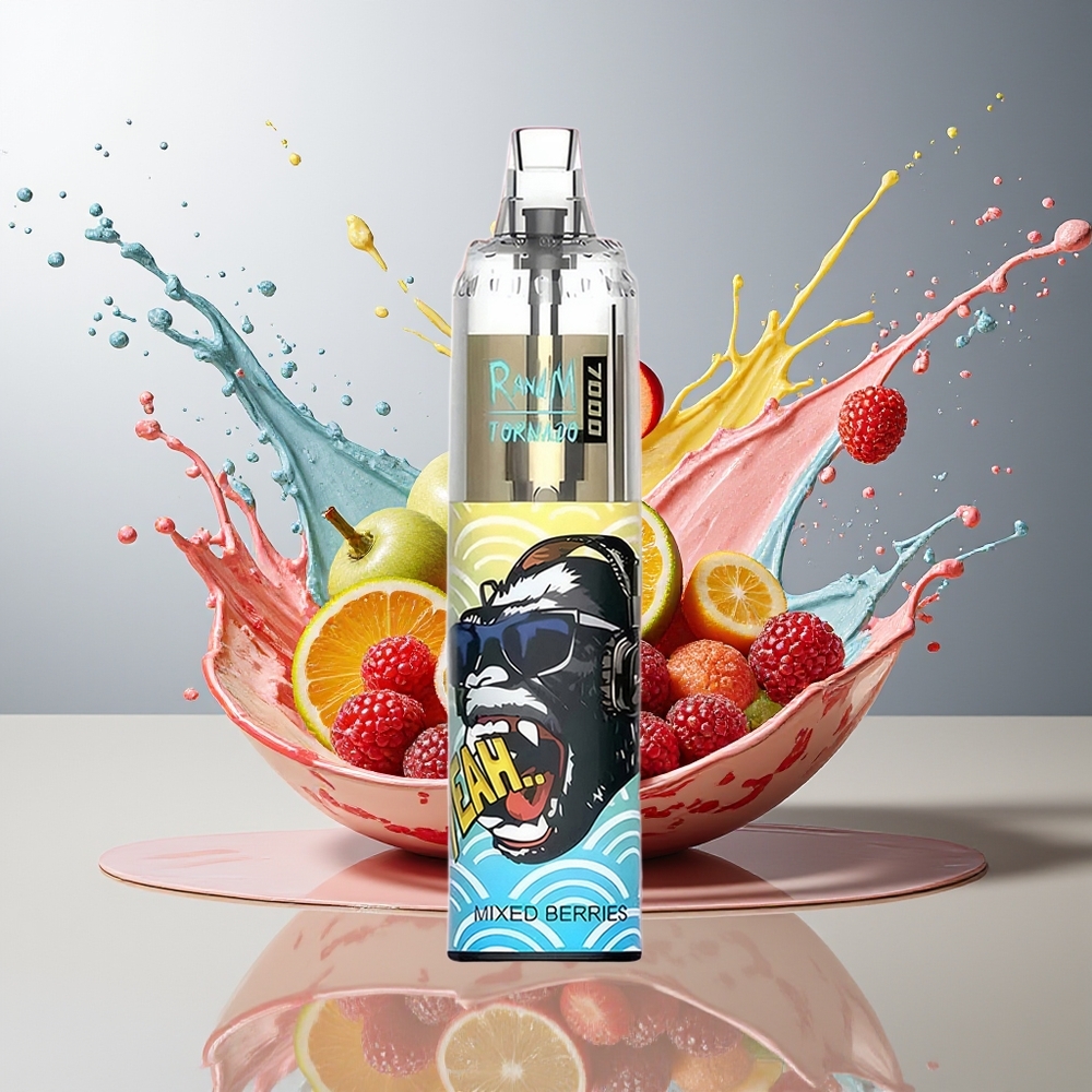 Finland tukku Fumot Tornado 7000 Kertakäyttöinen Vape - 7000 Puffia, 14 ML E-nestettä, RGB-Valo