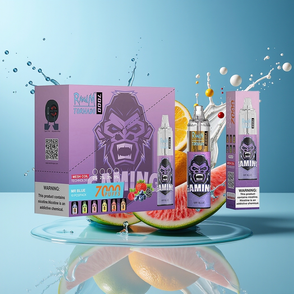 Finland tukku Fumot Tornado 7000 Kertakäyttöinen Vape - 7000 Puffia, 14 ML Nestemäistä, RGB-Valo