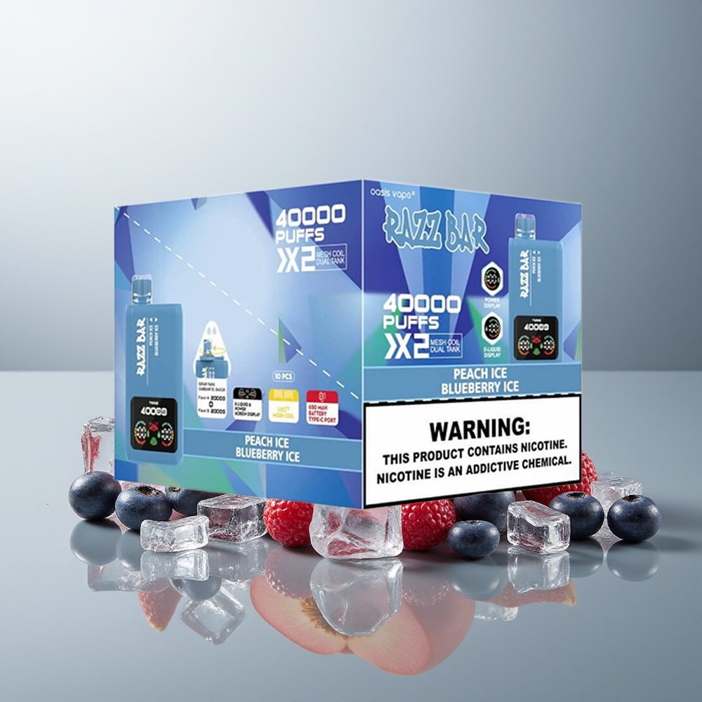 Finland tukku Razz Bar 40000 Puffs Käyttökelpoinen Vape - 1.0Ω 2 Mesh-käämi, 650 mAh Akku