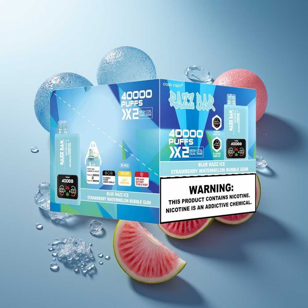 Finland tukku Razz Bar 40000 Puffs Kertakäyttöinen vape - 1.0Ω 2 Mesh Coil, 650 mAh Akku Type-C Portti