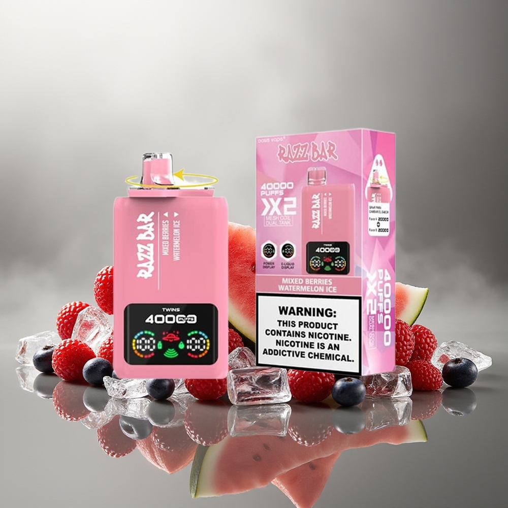 Finland tukku Razz Bar 40000 Puffs Kertakäyttöinen vape - 1.0Ω 2 Mesh-käämi, 650 mAh akku