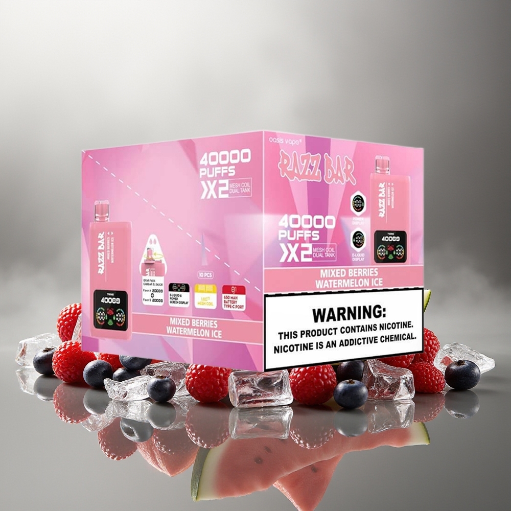 Finland tukku Razz Bar 40000 Puffs Kertakäyttöinen vape - 1.0Ω 2 Mesh-käämi, 650 mAh akku
