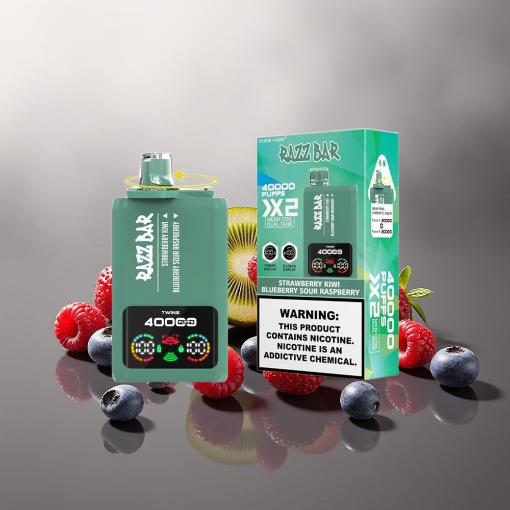 Finland tukku Razz Bar 40000 Puffs Kertakäyttöinen vape – 1.0Ω 2 Mesh-käämit, 650 mAh akku
