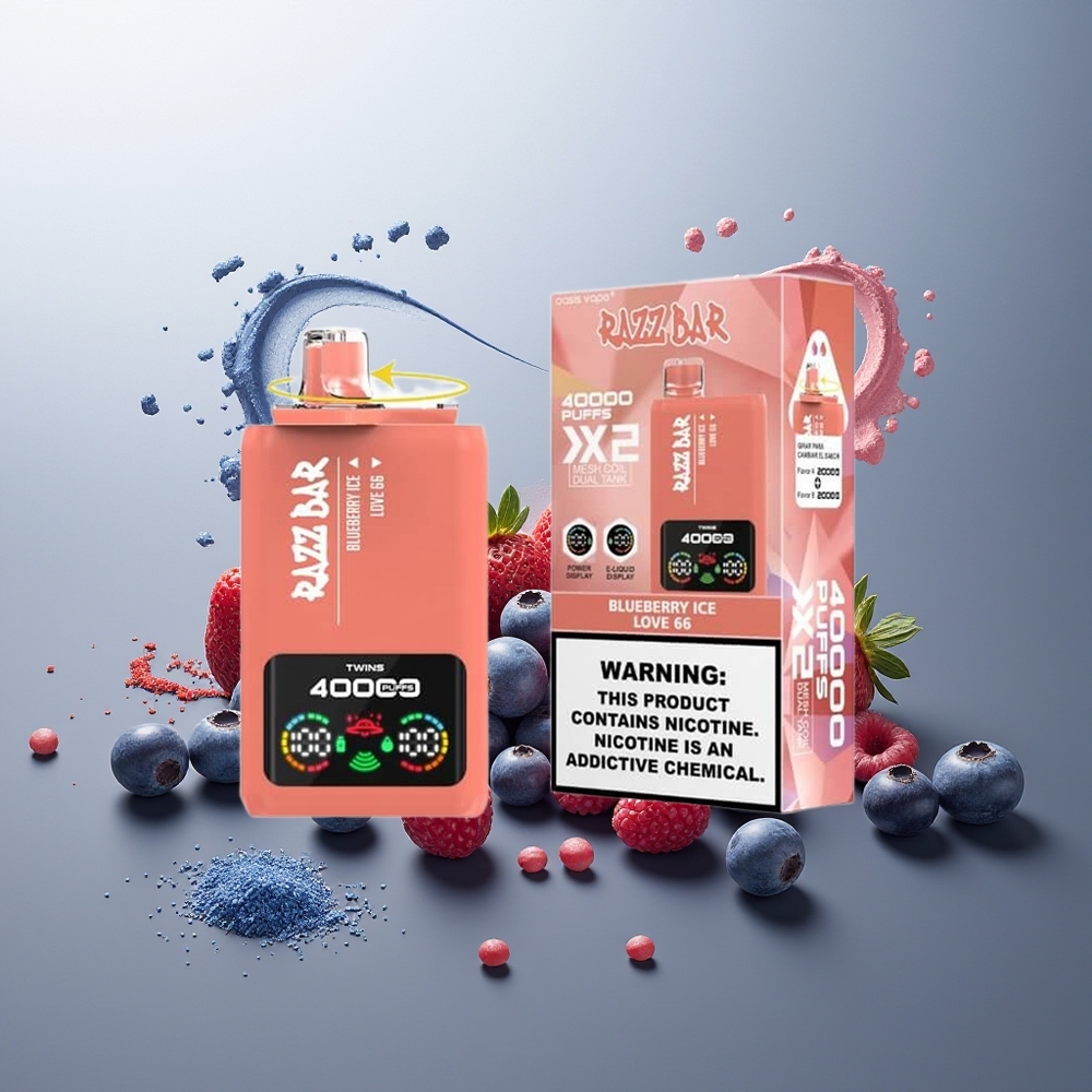 Finland tukku Razz Bar 40000 Puffs Kertakäyttöinen vape – Näyttö, 1.0Ω 2 Mesh-käämit, 2%,5% Nikotiinipitoisuus