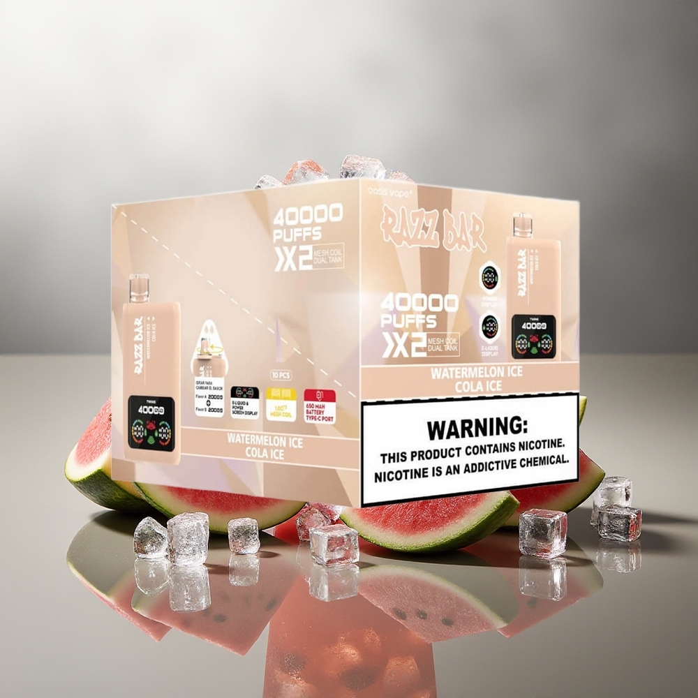 Finland tukku Razz Bar 40000 Puffs Kertakäyttöinen vape – Näyttö, 1.0Ω 2 Mesh-käämit, 650 mAh akku