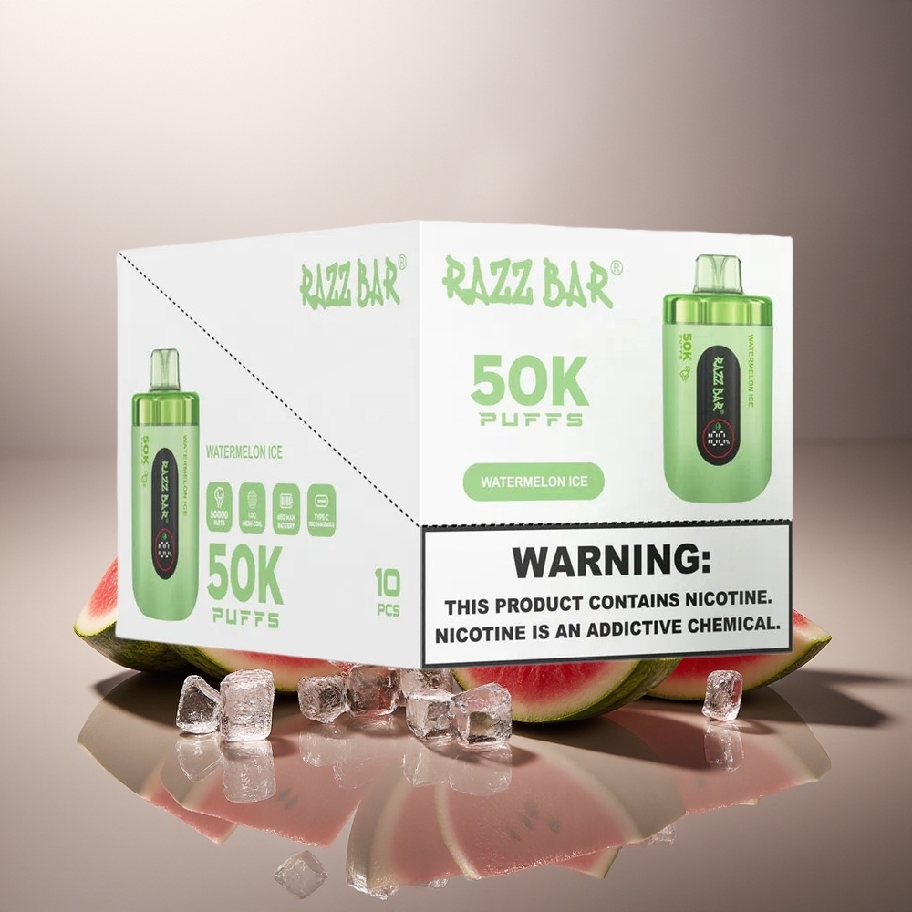Finland tukku Razz Bar 50K Puffs Kertakäyttöinen vape – 50000 Pitua, 1.0 Ohm Mesh Käämi