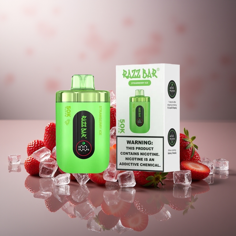 Finland tukku Razz Bar 50K Puffs Kertakäyttöinen vape 50000 Tupakkaa 1.0 Ohm Mesh Käämi Mansikkajäätelö