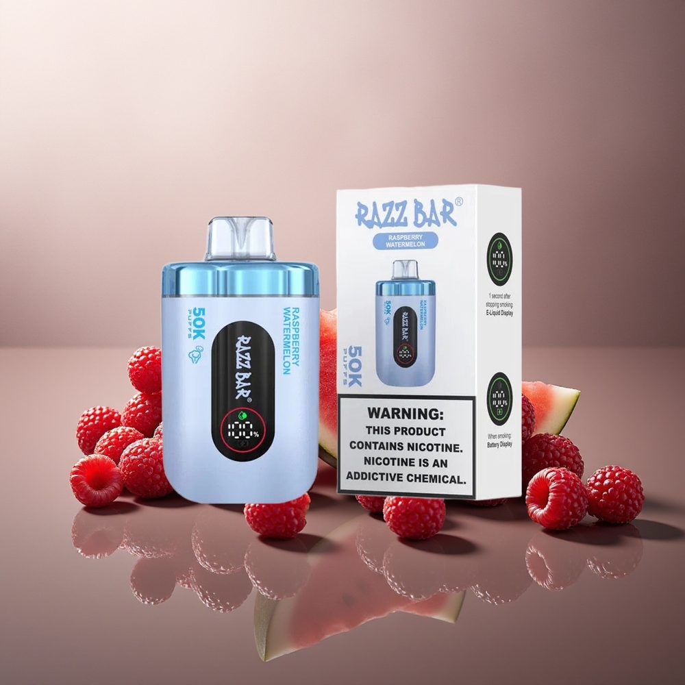 Finland tukku Razz Bar 50K Puffs Kertakäyttöinen vape 50000 Tupakkaa 1.0 Ohm Mesh Käämi Vadelma-vesimeloni