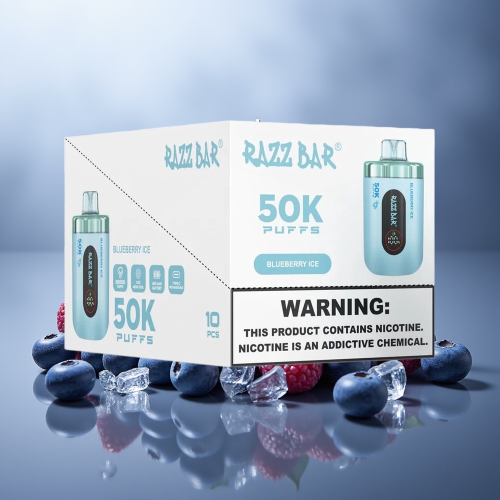 Finland tukku Razz Bar 50K Puffs Kertakäyttöinen vape 50000 Tupakkaa 1.0 Ohm Mesh-käämi