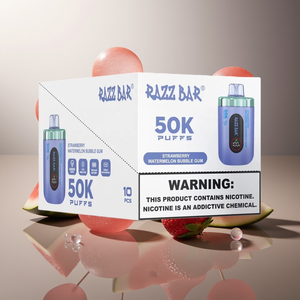 Finland tukku Razz Bar 50K Puffs Kertakäyttöinen vape – Jopa 50000 Henkäystä, 1.0 Ohm Mesh-käämi