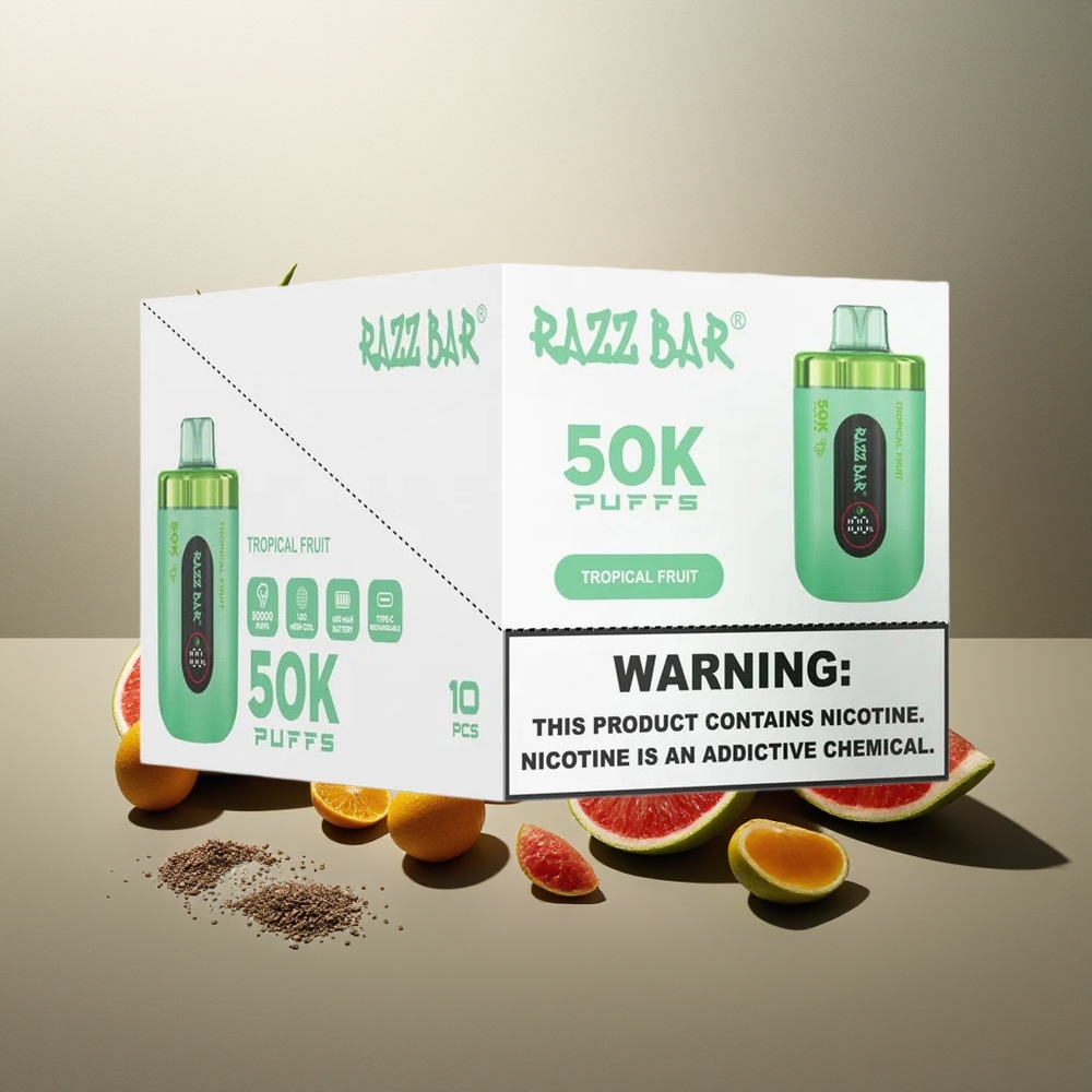 Finland tukku Razz Bar 50K Puffs Kertakäyttöinen vape – Jopa 50000 imaista, 1.0 Ohm Mesh-käämi