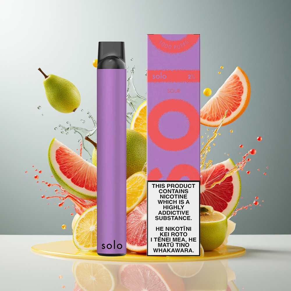 Finland tukku Solo 1000 Puffs Kertakäyttöinen Vape - 3,5ml nestemäistä - 550mAh akku Hapan