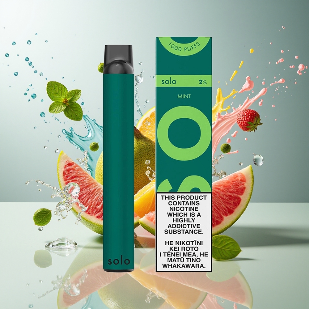 Finland tukku Solo 1000 Puffs Kertakäyttöinen Vape - 3,5ml nestemäistä - 550mAh akku Minttu