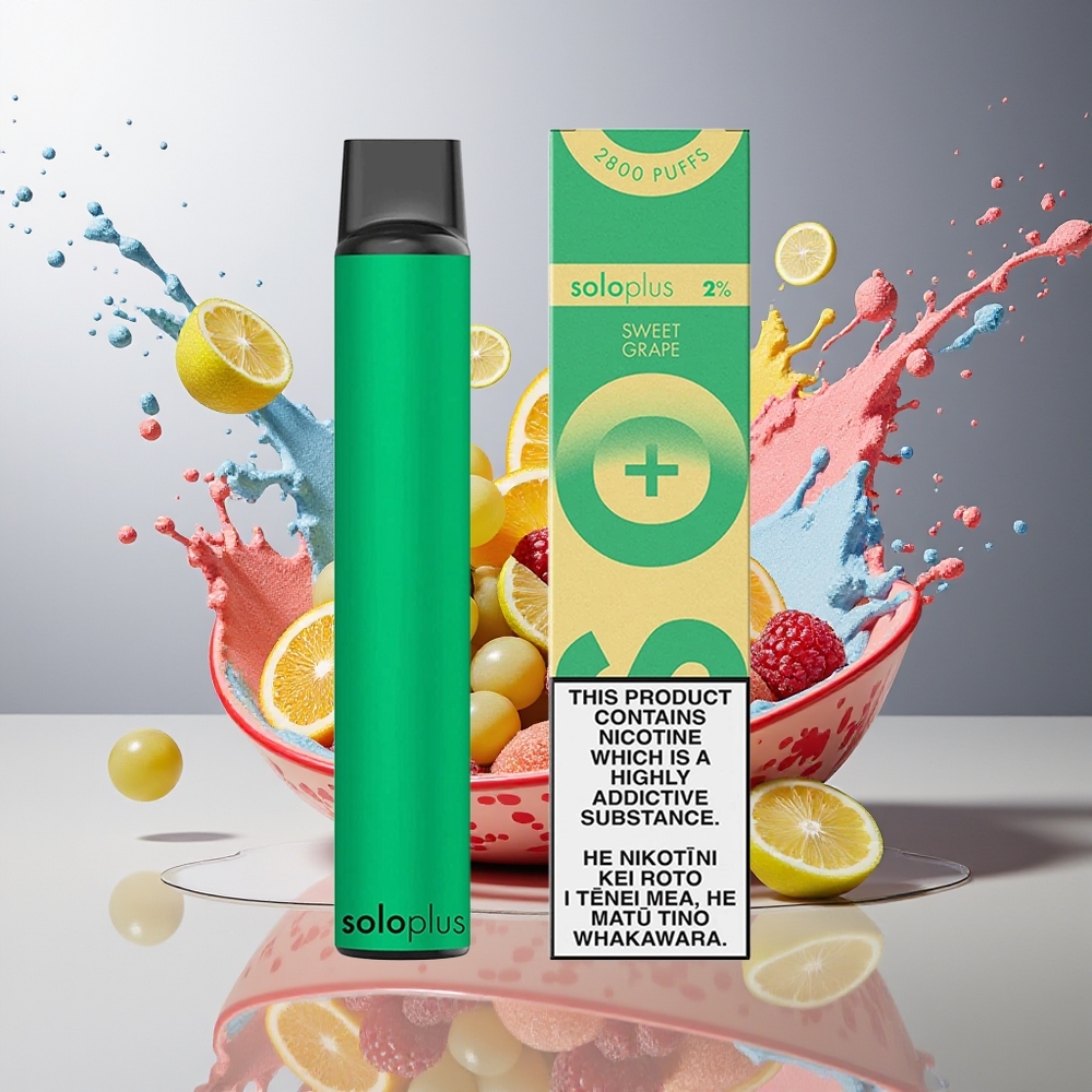 Finland tukku Solo Plus 2800 Puffs Kertakäyttöinen Vape - 6,5ml nestemäistä - 950mAh akku Makea viinirypäle