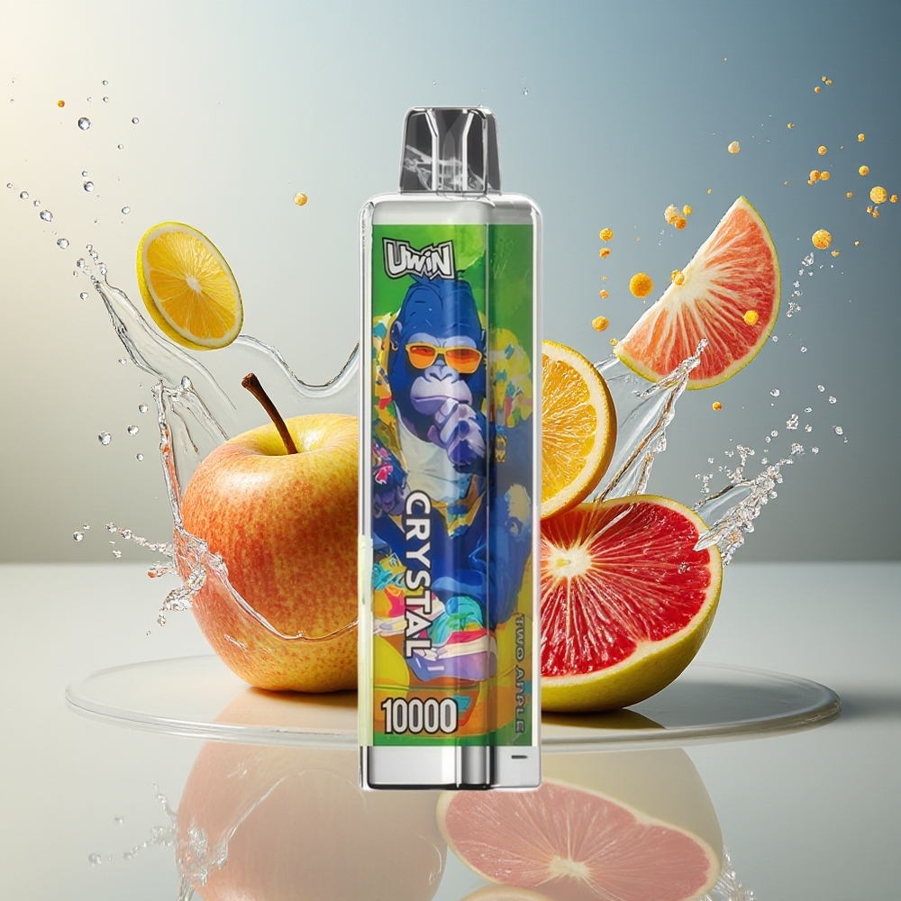 Finland tukku UWIN Crystal 10000 Puffs - 18ml nestemäärä, 10 000 savutusta, RGB-valot Kaksi omenaa