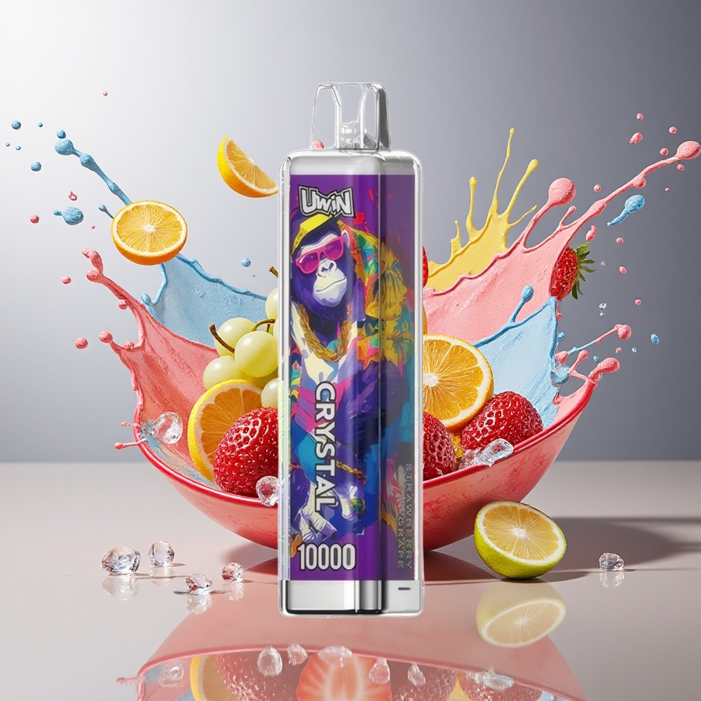 Finland tukku UWIN Crystal 10000 Puffs - 18ml nestemäärä, 10 000 savutusta, RGB-valot Mansikka-viinirypäle