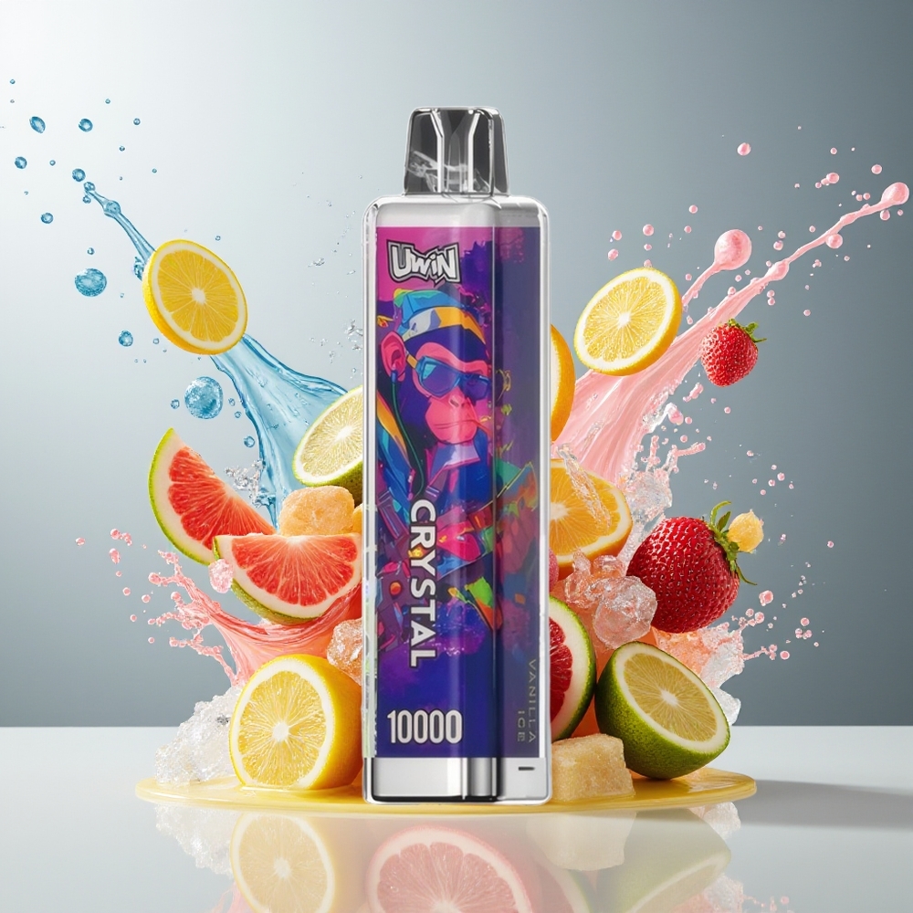 Finland tukku UWIN Crystal 10000 Puffs - 18ml nestemäärä, 650mAh akku, RGB-valot Vaniljajäätelö