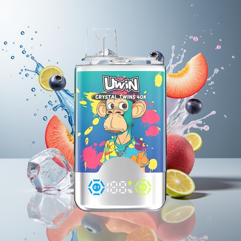 Finland tukku UWIN Crystal Twins 40000 Puffs - 2 erilaista makua yhdessä laitteessa, 32ml nestetilavuus
