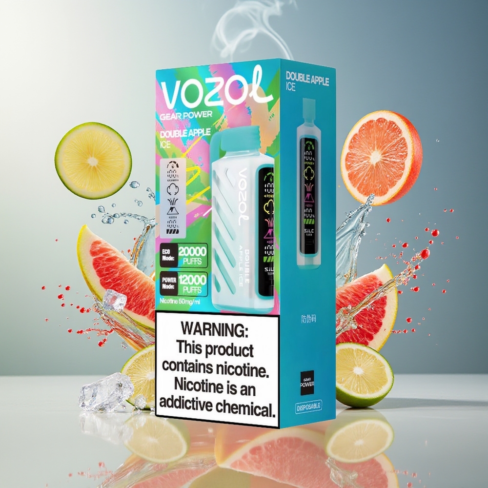 Finland tukku VOZOL Gear Power 20000 Puffs - 20ml Esitäytetty Nestemäärä - 5%(50mg) Nikotiinivahvuus Tuplaomenajäätelö