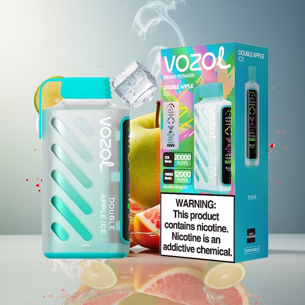 Finland tukku VOZOL Gear Power 20000 Puffs - 20ml Esitäytetty Nestemäärä - 5%(50mg) Nikotiinivahvuus Tuplaomenajäätelö