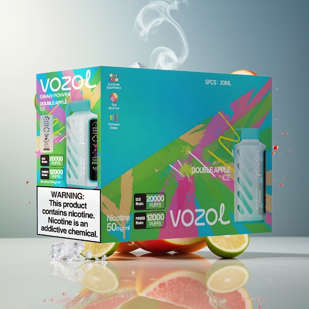 Finland tukku VOZOL Gear Power 20000 Puffs - 20ml Esitäytetty Nestemäärä - 5%(50mg) Nikotiinivahvuus Tuplaomenajäätelö