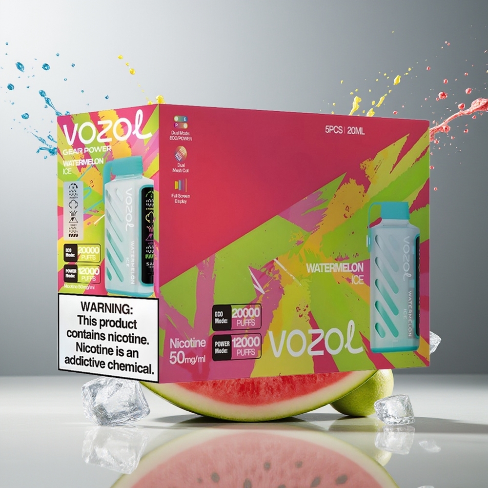 VOZOL Gear Power Finland tukku - 20000 Puffs ECO-tila / 12000 Puffs POWER-tila - Kaksoishäkkäämiskela - 20mL esitäytetty nestemäärä